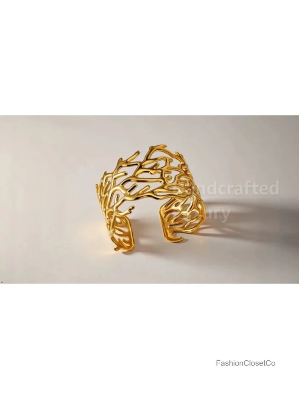 Wide Chunky Gold Cuff Bracelet - Open Cuff Bangle Adjustable, Hypoallergenic